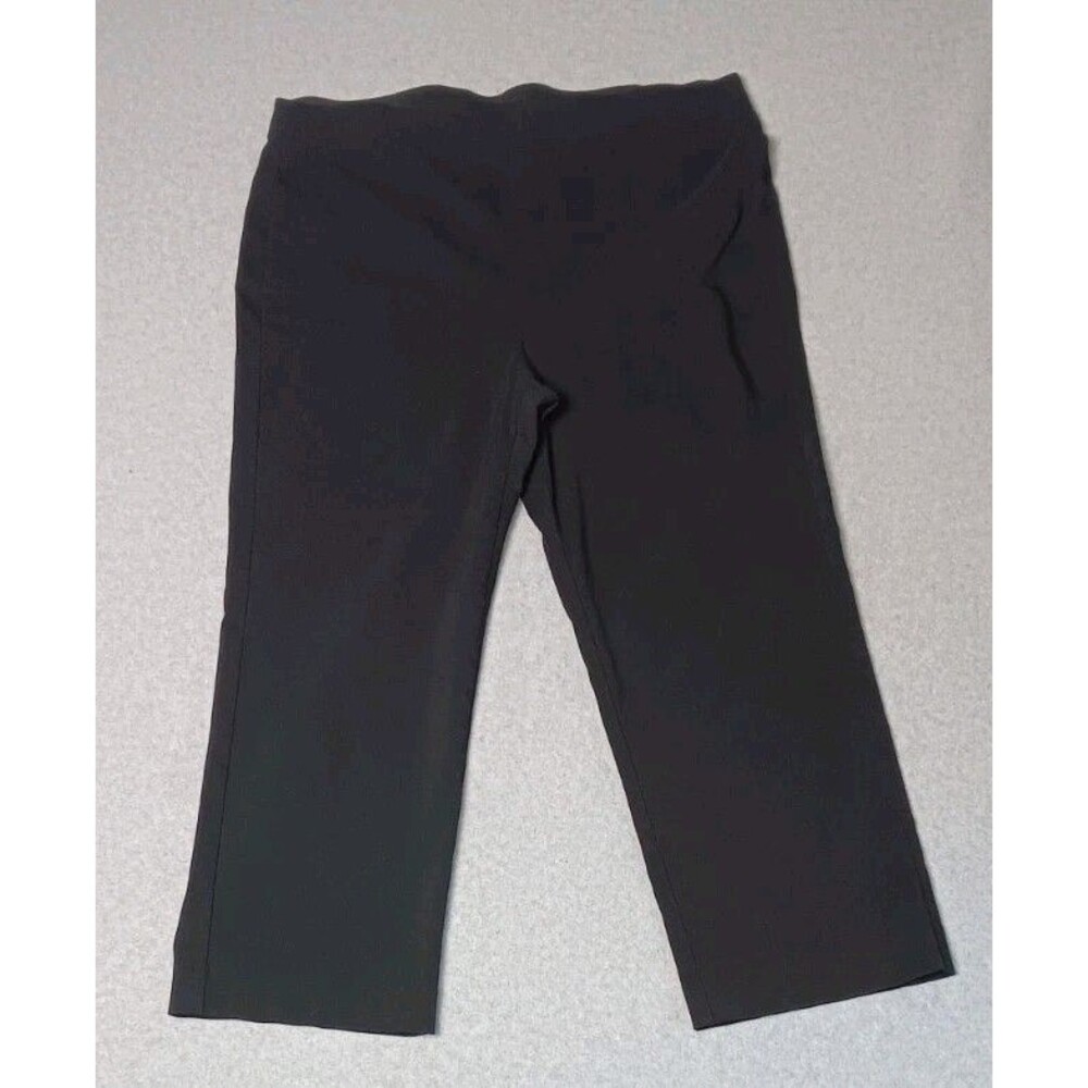 Chicos Perfect Stretch Cropped Slimming Pull On Pants Trousers 2.5 Black Classic